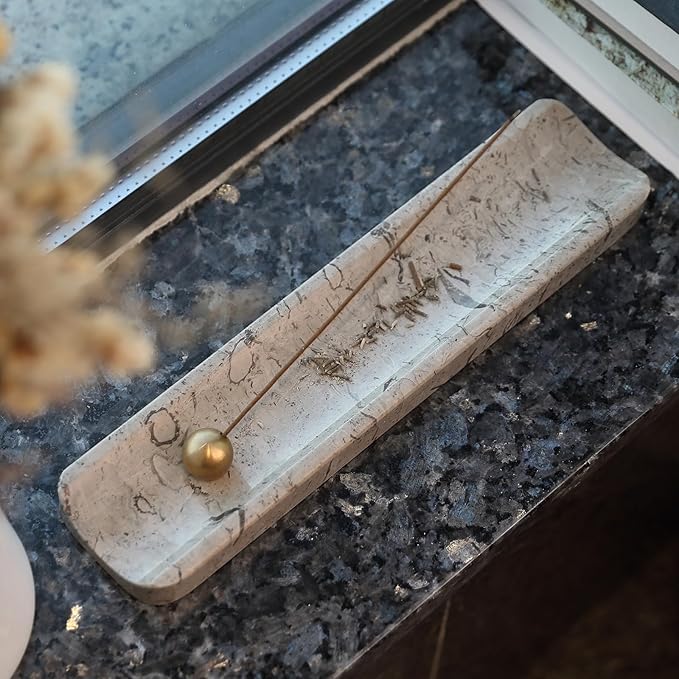 Koville Luxury Natural Marble Incense Holder, Incense Holders for Sticks, Incense Burner Holder, Ideal for Meditation and Relaxing, Easy to Clean - Bloomnest