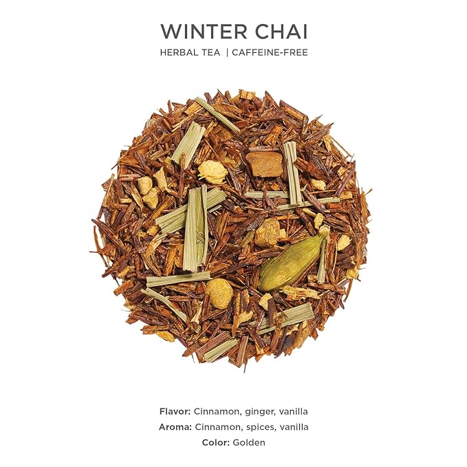 Tea Forte Winter Chai Premium Loose Leaf Caffeine-Free Herbal Tea Blend Canister, Makes 35-50 Cups - Bloomnest