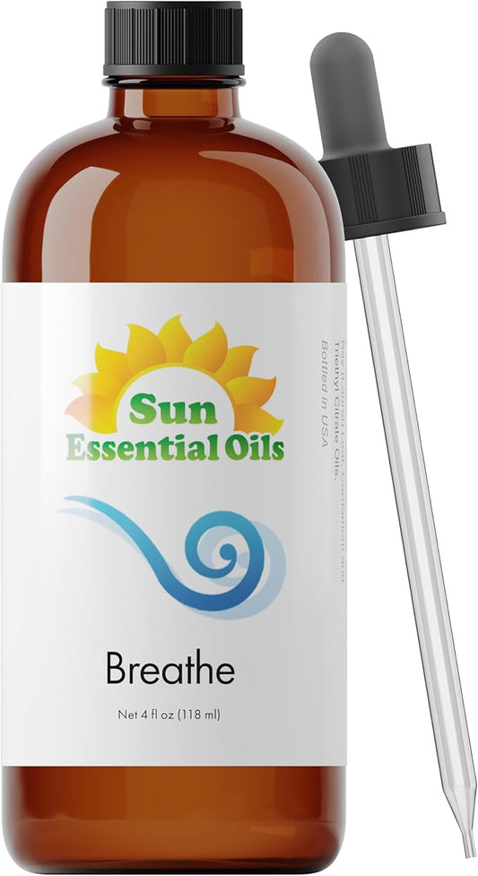 Sun Essential Oils - Breathe Blend Oil (Huge 4 oz Bottle) Breathe Easy Essential Oil for Aromatherpay, Diffusers, Home - 118 ml - Bloomnest