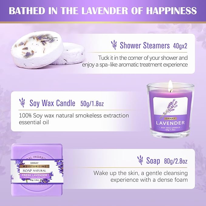 Gift for Women, Spa Gift Baskets for Women - 17pcs Lavender Sets with Body Lotion, Bubble Bath, Relaxing Bath Sets, Birthday Christmas Gifts for Her, Spa Kit for Mom Wife Sister Friend - Bloomnest