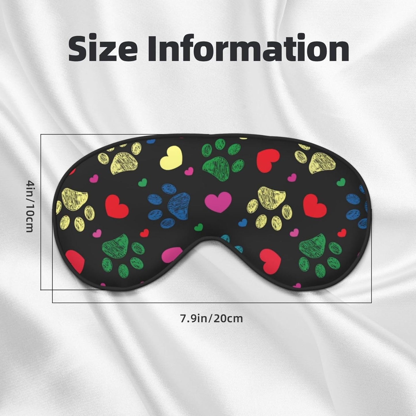 Sleep Eye Mask Colorful Hearts Animal Paw Sleep Mask for Women Men Comfortable Eye Mask with Adjustable Strap Soft Eye Cover Blindfold for Travel Yoga Nap Shift Work