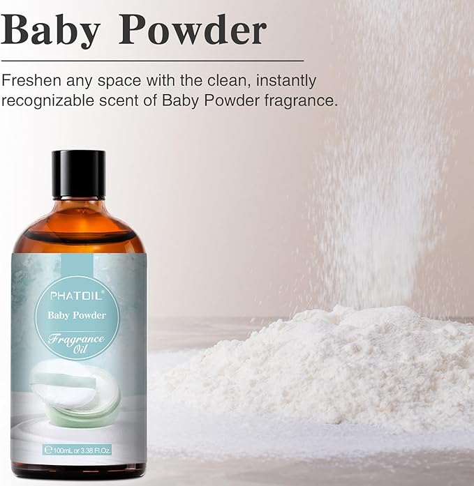 PHATOIL Baby Powder Fragrance Oils for Aromatherapy, 3.38FL.OZ Diffuser Oils for Home, Perfect for Aromatherapy, Humidifiers, Yoga, DIY Candle and Soap Making - 100ml - Bloomnest