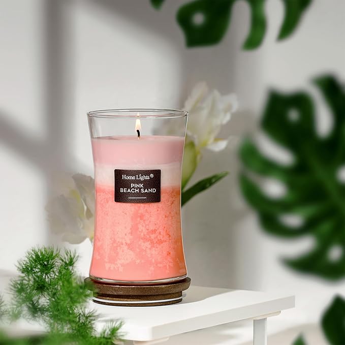 HomeLights 3-Layer Candles for Home Scented, 21.52 OZ Natural Soy Wax Scented Candles Burns Up to 100 Hours, Large Jar, Pink Beach Sand - Bloomnest