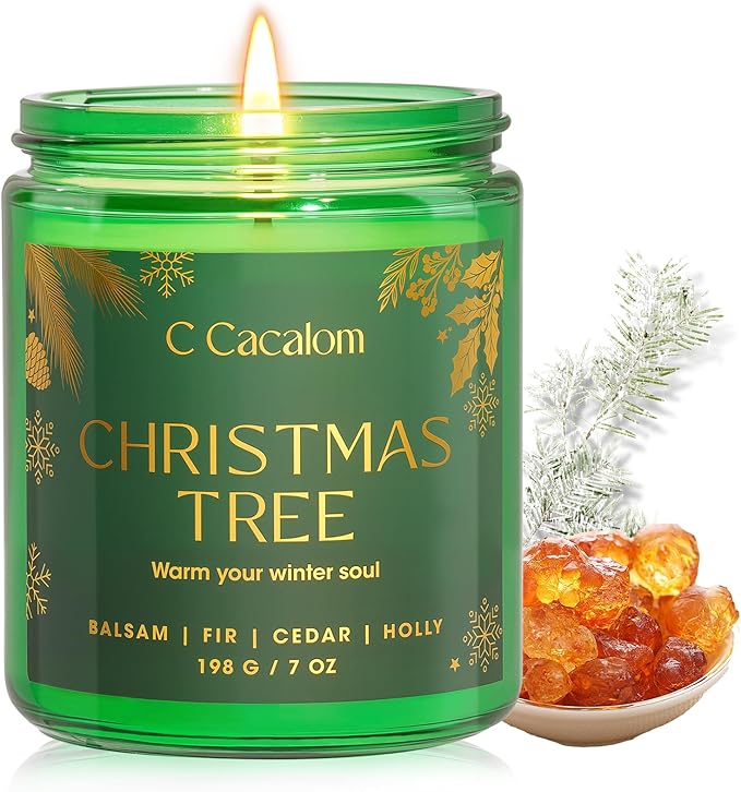 Christmas Soy Candles for Home Decor Non-Toxic Aromatherapy Scented Candles for Christmas Gifts, Cozy Holiday Jar Candle, Cozy Decorative Candle for Women Men, Winter Christmas Tree Balsam Fir Candle - Bloomnest