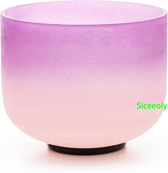 Singing Bowls 7-12 inch 432HZ Light Color Frosted Chakra Handmade Quartz Crystal Sound Healing Meditation Yoga with 2 Travel Carry Cases Bags 2 Mallets Suede 2 Strikers 7 O-rings - Bloomnest