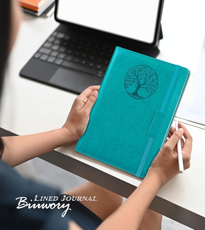 Lined Journal Notebook for Women Men,256 Pages A5 Hardcover Leather Journals for Writing,Travel,Business,Work & School,College Ruled Notebooks for Note Taking,Diary Notepad 5.7"×8.3" (blue) - Bloomnest