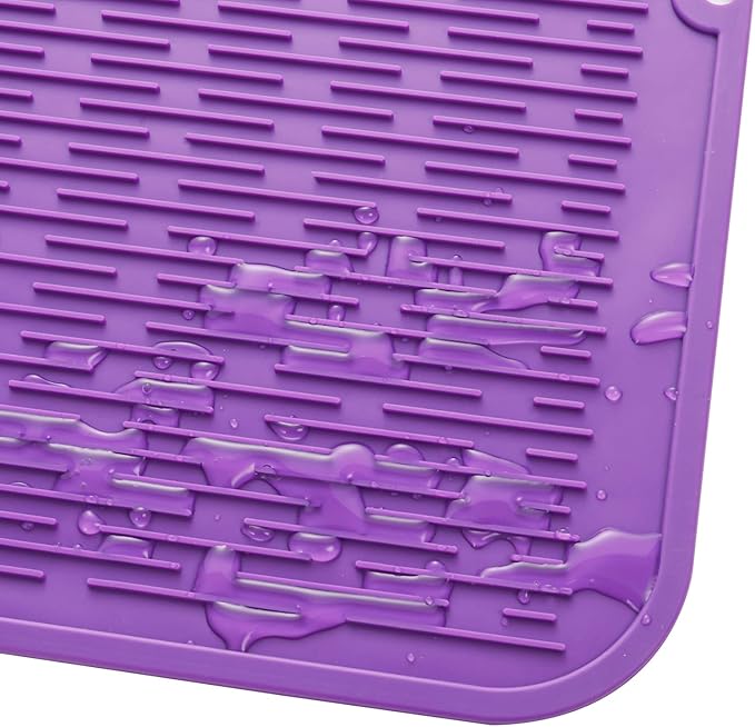 Silicone Dish Drying Mat for Multiple Usage,Easy clean,Eco-friendly,Heat-resistant Silicone Mat for Kitchen Counter or Sink,Refrigerator or Drawer Liner Purple 3XL 28 inches x 18 inches - Bloomnest
