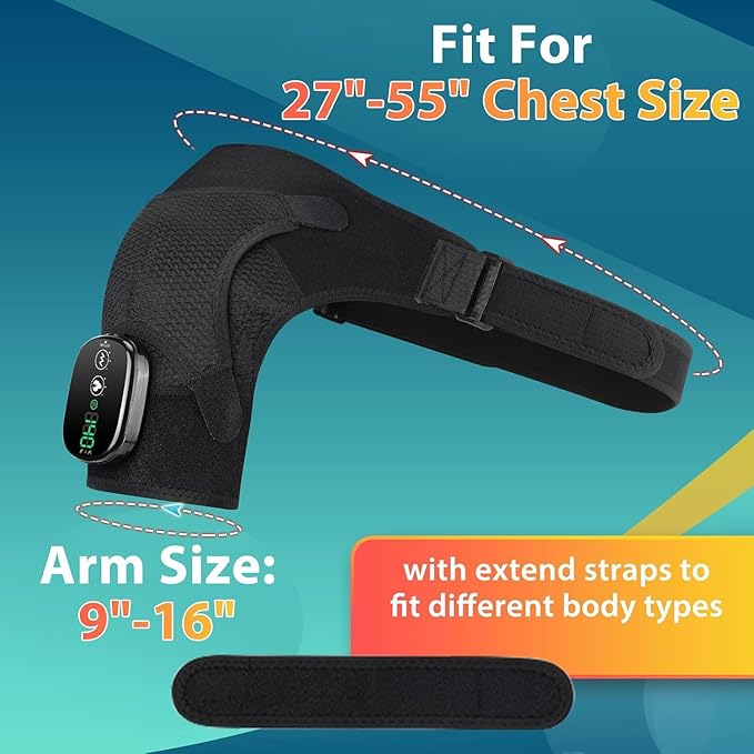 Cordless Shoulder Heating Pad with Massage, Shoulder Massager for Pain Relief, Heated Shoulder Wrap, 3 Heat & 3 Massage Modes, Rotator Cuff Shoulder Brace - Bloomnest