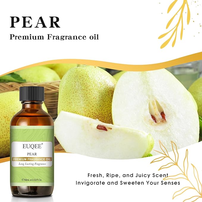 EUQEE Pear Fragrance Oil, Premium Fragrance Essential Oil 2.02 Fl oz for Soap Candle Making, Diffusers, Aromatherapy (60ml) - Bloomnest