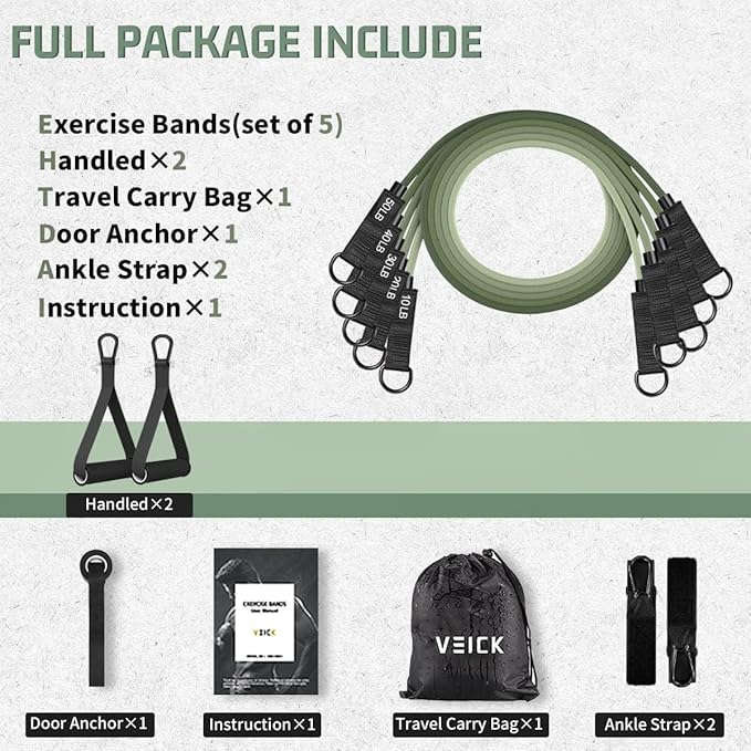 VEICK Resistance Bands, Exercise Bands, Workout Bands, Resistance Bands for Working Out with Handles for Men and Women, Exercising Bands for Fitness Weights Work Out at Home - Bloomnest
