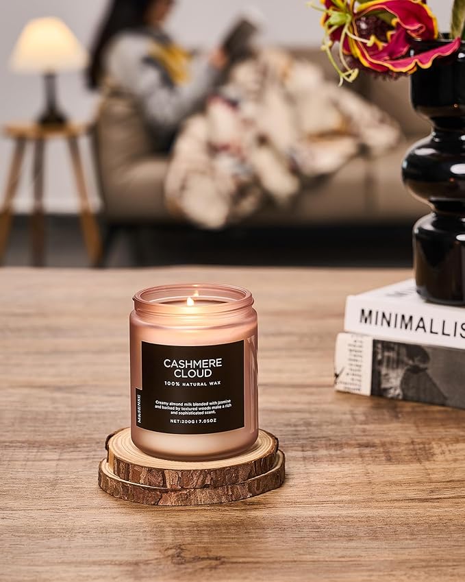 M&SENSE Creamy Almond Milk Scented Candles, Organic Natural Soy Wax Clean Non Toixc 7.05oz 50 Hour Slow Burning Candle for Bedroom Kitchen Home Decor, Housewarming Gifts for Women Men - Bloomnest