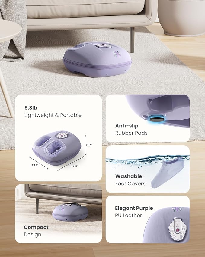 RENPHO Foot Massager Machine with Heat [2026 Upgraded], Shiatsu Foot Massager for Plantar Fasciitis, Birthday Gifts for Women, Wireless Control, Best Gifts for Women/Mom/Wife, PU