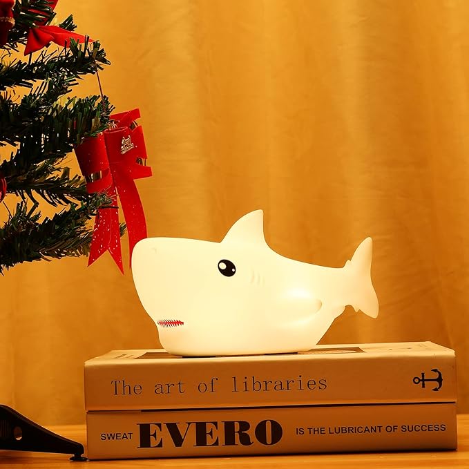 Tremdwoto Night Light for Kids, 7 Colors Shark Night Light Rechargeable Squishy Silicone LED Nightlight Lamp as Birthday Christmas Gifts for Baby Boys Children Toddlers Tween Girls Nursery - Bloomnest