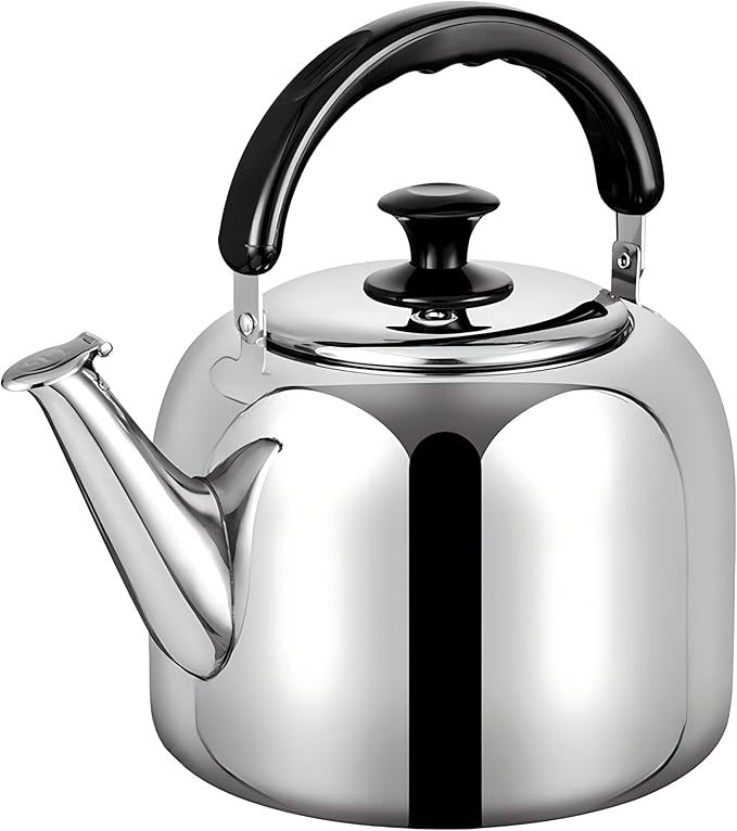 Whistling Stovetop Tea Kettle,Food Grade 316 Stainless Steel,Hot Water Fast to Boil,Stovetop Kettle with Ergonomic Handle,5.3 Quart Capacity - Bloomnest