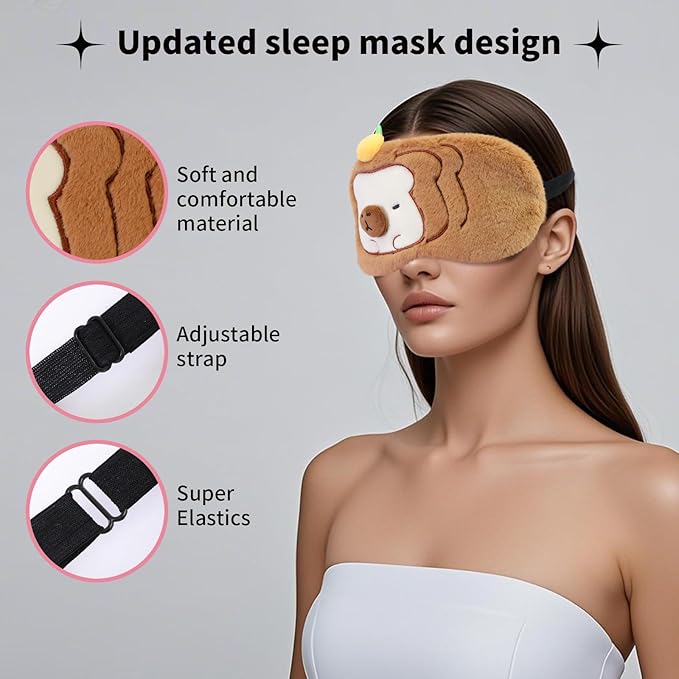 Cute Animal Eye Mask for Sleeping Funny Animal Sleeping Mask Soft Lightweight Eyemask for Women Teen Girls (Brown Bread) - Bloomnest