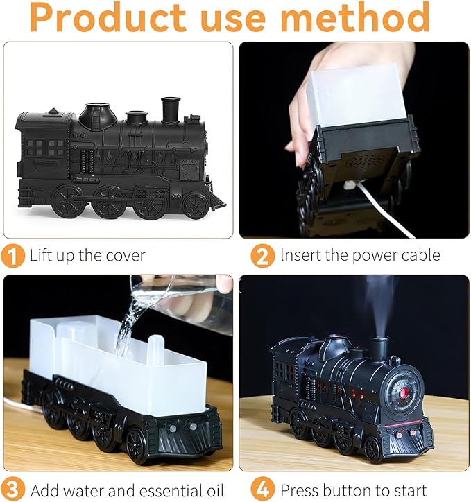 Train Diffusers for Essential Oils,300ml Magic Train Diffuser, Large Room Remote Control Aromatherapy Diffuser, Ultrasonic Cool Mist Humidifier Auto Off for Office Bedroom - Bloomnest
