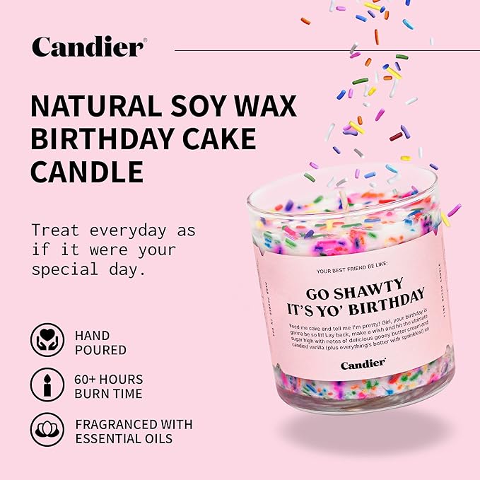 Birthday Cake Scented Candle, Natural Soy Candle with Birthday Cake & Buttercream Notes, Aromatherapy for Relaxation, Unique Candles Gifts for Women, 60-Hour Burn Time - Candier by Ryan Porter - Bloomnest