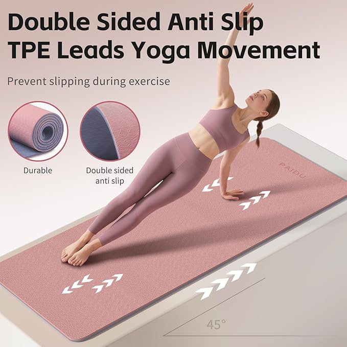 Yoga Mat 8mm Super Thick TPE Fitness Mat | SGS Certified | Non-Slip, Odorless & Tear-Resistant | Unisex with Strap | for Yoga, Pilates, Meditation & Home Workouts - Bloomnest