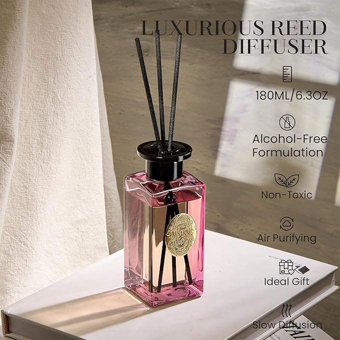 M&SENSE 6.3 oz Large Reed Diffuser Set | Gardenia Scent Oil Diffuser with Sticks | Hotel Collection Non-Toxic Essential Oil |for Bedroom Bathroom Living Room - Bloomnest