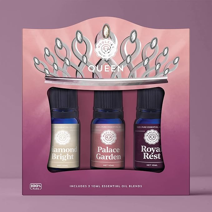 Woolzies Queen Essential Oil Set of 3 | Includes Diamond Bright, Palace Garden, & Royal Reset | Therapeutic Grade Aromatherapy Oils for Diffuser, Massage, or Topical Use | 10 ML - Bloomnest