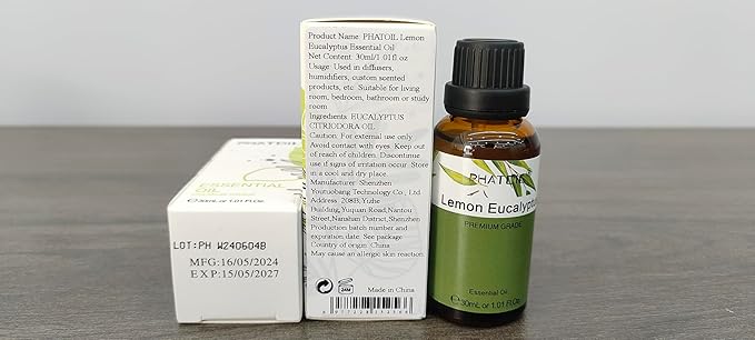 Lemon Eucalyptus 1.01fl.oz Essential Oil, PHATOIL Pure Aromatherapy Oils for Diffuser, Humidifier, Perfect for DIY Soap, Candle, Bath Bombs Making(30ml) - Bloomnest