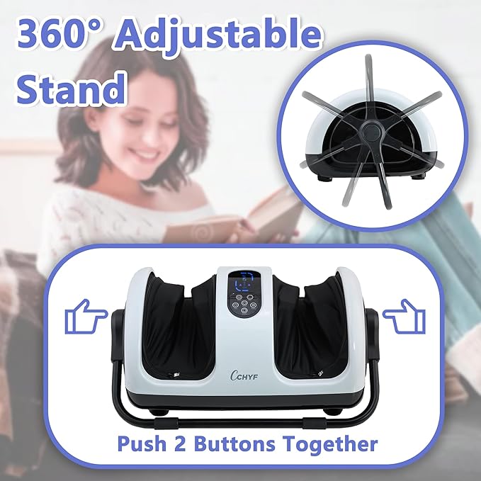 Foot Massager with Heat,Shiatsu Foot Massager for Plantar Fasciitis,Pain Relief and Heat Therapy-Massage Leg/Calf/Ankle with Deep Kneading,Gift for Family and Friends(White) - Bloomnest