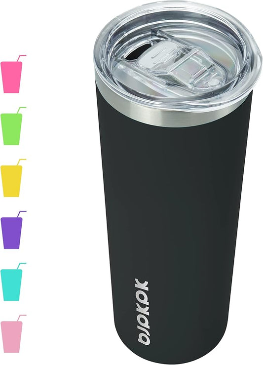 BJPKPK Black Skinny Stainless Steel Tumblers 20 oz Slim Insulated Reusable Coffee Travel Water Tumbler Cup With Lid - Bloomnest