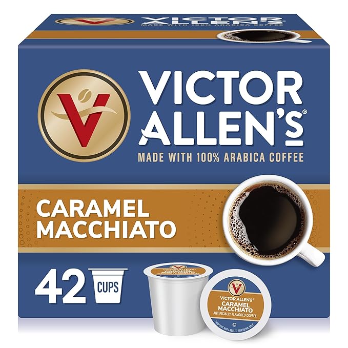 Victor Allen's Coffee Caramel Macchiato Flavored, Medium Roast, 42 Count, Single Serve Coffee Pods for Keurig K-Cup Brewers - Bloomnest