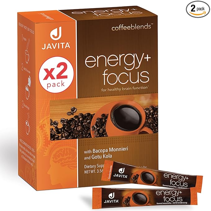 Javita Energy + Focus Instant Coffee Packets, 100% South American Arabica & Robusta Blend, plus Herbs for Clarity, Energy, & Focus, Keto, Dieters Drink, 2 box / 24 (4.2g Sticks), 48 Count - Bloomnest