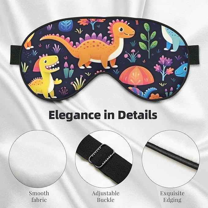 Sleep Eye Mask Cute Dinosaur Jungle Floral Sleep Mask for Women Men Comfortable Eye Mask with Adjustable Strap Soft Eye Cover Blindfold for Travel Yoga Nap Shift Work - Bloomnest