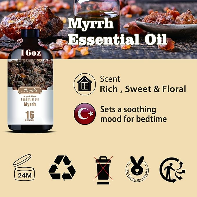 Myrrh Fragrance Oil-Myrrh Essential Oil 16.33oz (490ml)-100% Pure Natural Scent for Diffusers, Candles, Soap Making & Aromatherapy-Relaxing Home & Gift Essential Oil for Bath, Massage - Bloomnest
