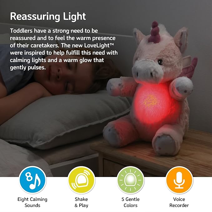 Cloud b LoveLight Buddies Sound Machine with White Noise, Soothing Lullabies & Gentle Nightlight | Voice Recorder | USB Rechargeable | Adjustable Settings & Auto-Shutoff | Lily The Unicorn - Bloomnest