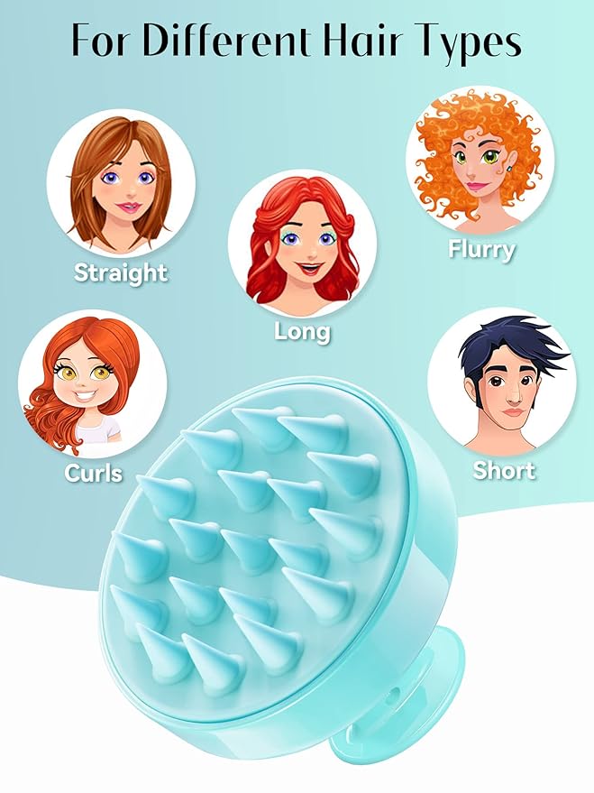 HEETA Scalp Massager Hair Growth, Soft Silicone Scalp Scrubber Shampoo Brush for Exfoliation, Dandruff Removal Head Massage Stress Relax, Wet & Dry Use for Thick Thin Curly Hair Care, Green HEETA