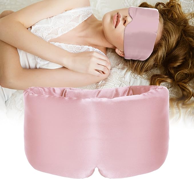Silk Sleep Mask for Women Men, Mulberry Silk Eye Sleeping Mask & Blindfold with Adjustable Strap, Blackout Eye Cover for Sleep Travel Yoga Nap, Large Size, Light Plum - Bloomnest