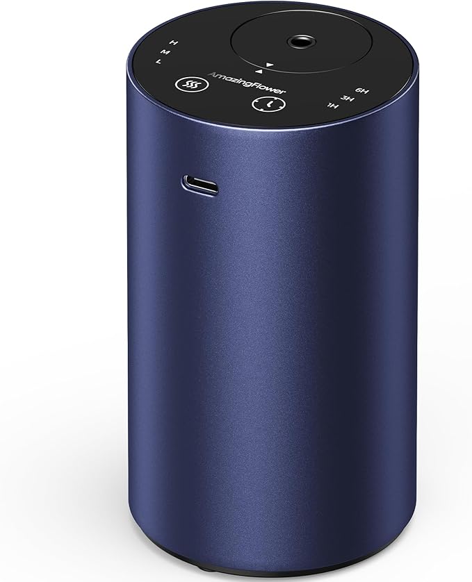 Waterless Essential Oil Diffuser, Rechargeable Scent Diffusers with 3 Mist Levels & Timers, Portable Aromatherapy Diffuser for Home Car Room Studio Office, Deep Blue - Bloomnest