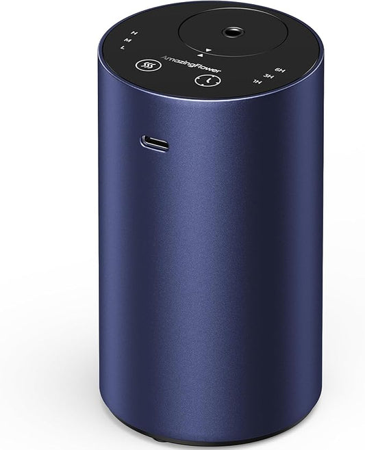 Waterless Essential Oil Diffuser, Rechargeable Scent Diffusers with 3 Mist Levels & Timers, Portable Aromatherapy Diffuser for Home Car Room Studio Office, Deep Blue - Bloomnest