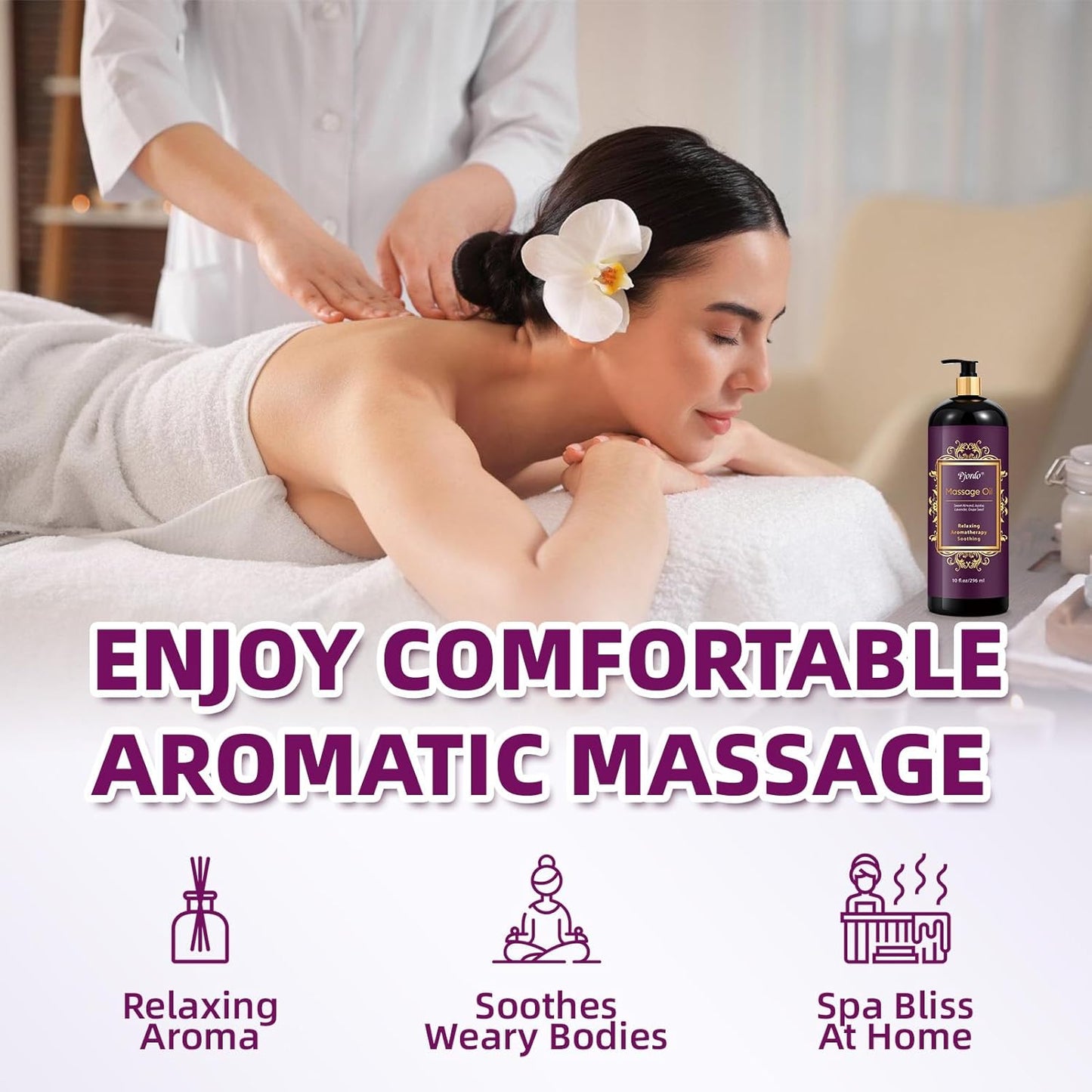 Aromatherapy Lavender Massage Oil, Massage Oil for Massage Therapy, Calming, Soothing, Relaxing, Spa Gifts for Him Her, 10 Fl Oz