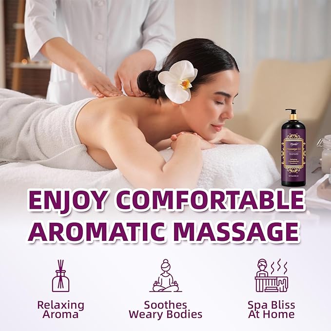 Aromatherapy Lavender Massage Oil, 10 fl oz Relaxing Massage Oil for Massage Therapy with Grape Seed, Sweet Almond & Jojoba, Spa Quality Oils for Soothing, Calming - Bloomnest
