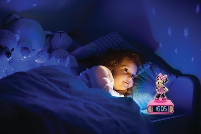 LEXiBOOK, Disney Minnie, Minnie Nightlight Alarm Clock, Sounds and Melodies, LCD Backlit Screen, Luminous, Snooze, Pink, RL800MN - Bloomnest