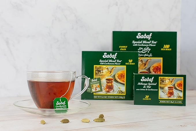 Sadaf Special Blend Tea with Cardamom - Loose Leaf Cardamom Tea - Ceylon Black Tea - Quicktea Product harvested in Sri Lanka - 8 Oz Box - Bloomnest