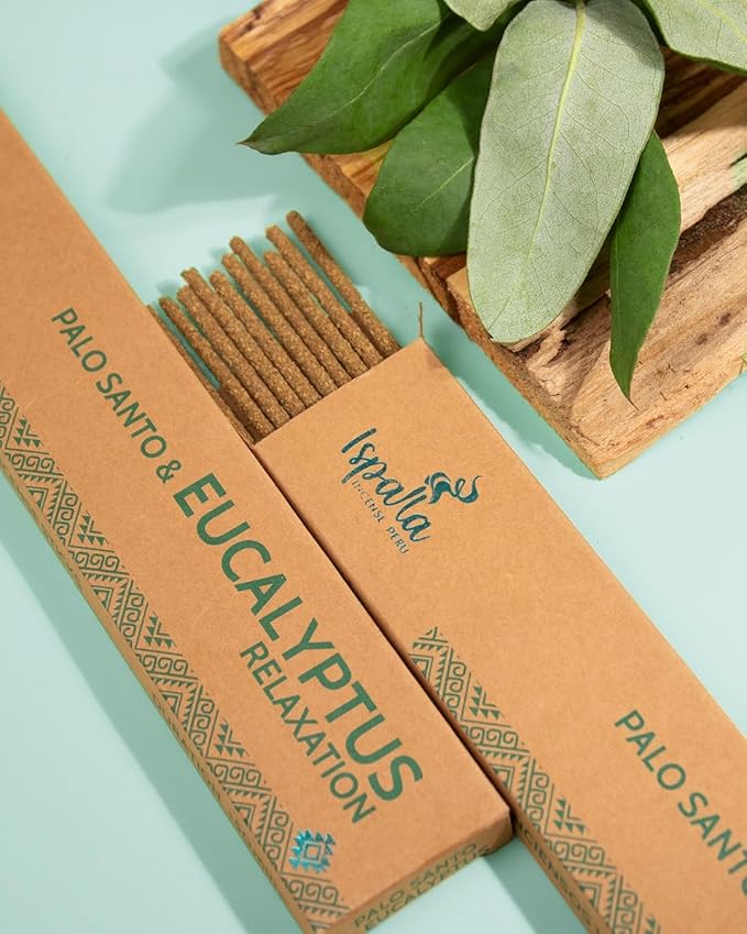 ISPALLA Palo Santo Eucalypt Incense Sticks, Pack of 10, for Relaxation and Emotional Balance, Handmade in Peru, 100% Natural & Vegan Bloomnest