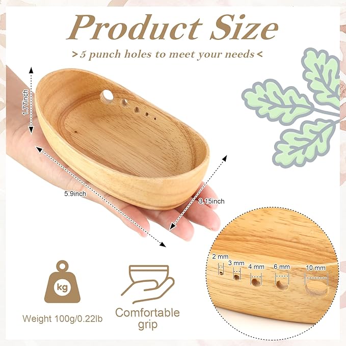 Wooden Herb Stripper Bowl Handmade Herb Stripper Tool with 5 Different Hole Sizes Efficient Herb Peeling Cup Herb Leaf Peeler for Separating Leaves Kale Broccoli Thyme Basil Rosemary - Bloomnest