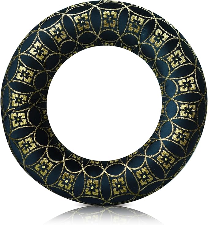 Singing Bowl Cushion for Tibetan Singing Bowls, Handmade Silk Brocade Round Cushion Pillow for Sound Healing and Crystal Sound Bowls Accessories(6.7 Inch,BlackGold) - Bloomnest