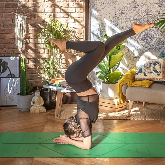 Liforme Original Yoga Mat – Free Yoga Bag Included - Patented Alignment System, Warrior-like Grip, Non-slip, Eco-friendly, sweat-resistant, long, wide, 4.2mm thick mat for comfort - Bloomnest