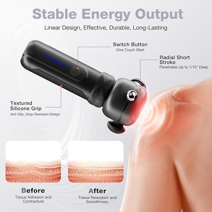 HYAKO SE Muscle Therapy Massage Gun - Deep Tissue Vibration Massager, Non-Invasive Design for Full-Body Care, Pain Relief for Back, Neck, Leg, Shoulder – Gifts for Men and Women (Black) - Bloomnest