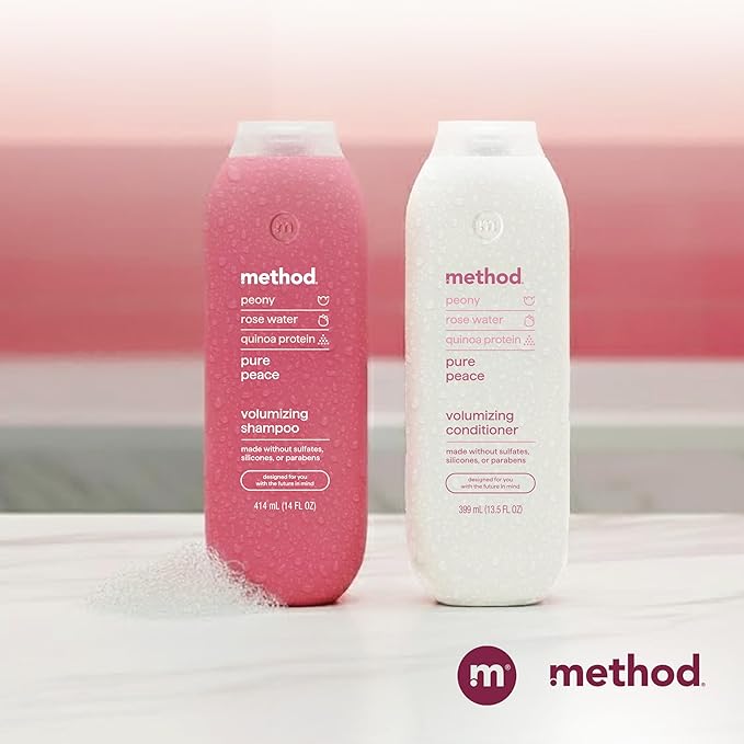 Method Volumizing Shampoo, Pure Peace with Rose, Peony, and Pink Sea Salt Scent Notes, Paraben and Sulfate Free, 14 oz (Pack of 1) - Bloomnest