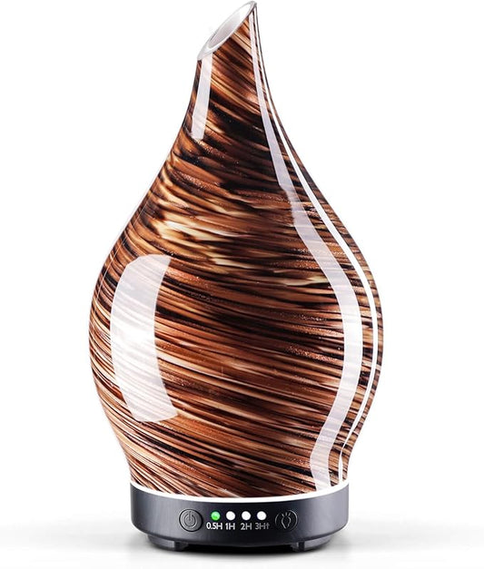Porseme 150ml Essential Oil Diffuser Glass Color Changing Aroma Air Diffusers Aromatherapy Ultrasonic Cool Mist Humidifier 6 Running Hours Waterless Auto-Off for Sleeping Yoga Office Spa (Dark Golden) - Bloomnest