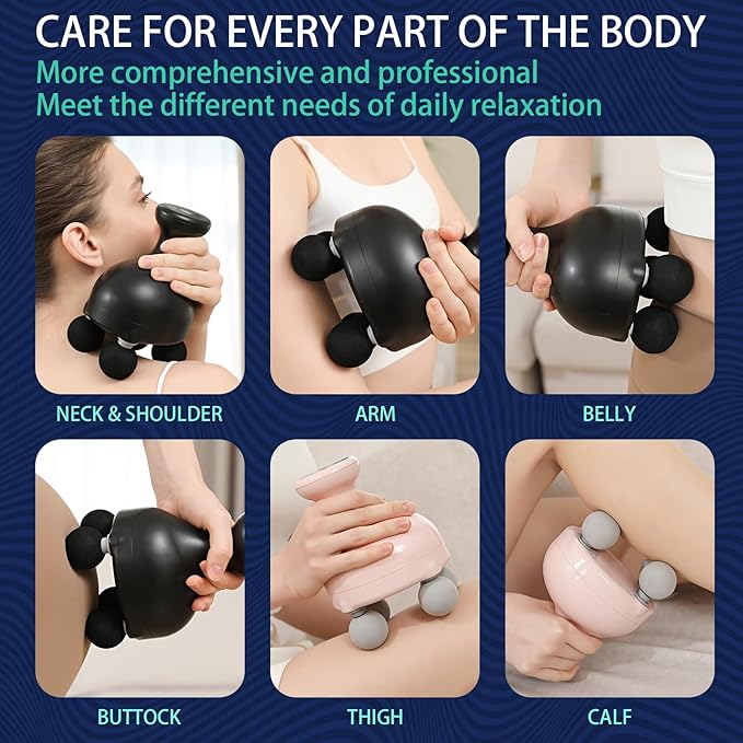 DEITY 4 Heads Handheld Massage Gun Deep Tissue, Electric Body Massager, Percussion Muscle Massager for Easing Shoulder and Back Tension, with Reverse Thrust Function, Pink - Bloomnest