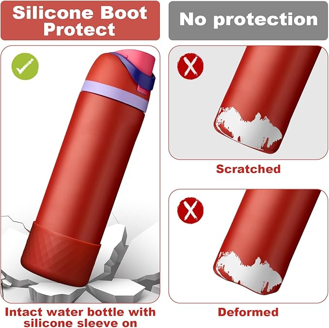 2PCS Silicone Water Bottle Boot for Owala 24oz 32oz 40oz, Anti-Slip Protective Sleeve Bottom Bumper Protector for FreeSip, Twist, and Flip Stainless Steel Water Bottles Alwenid