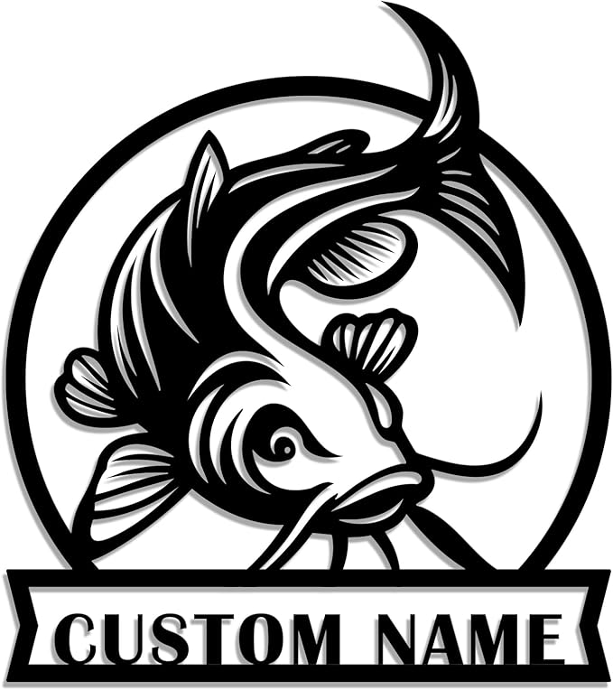 Personalized Catfish Metal Sign – Custom Name Fishing Wall Art – Iron Decoration for Cabins, Lake Houses, Man Caves, and Outdoor Spaces (Catfish-2) - Bloomnest